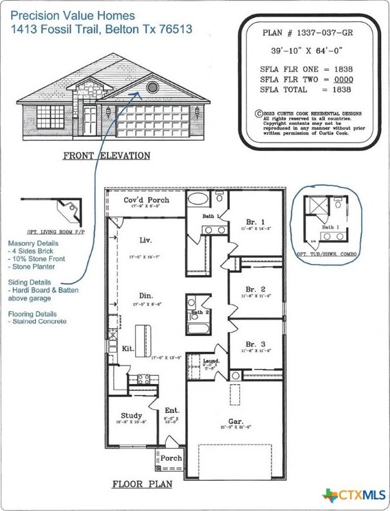 1413 Fossil Trl, Belton, TX 76513 - view of property floor plan