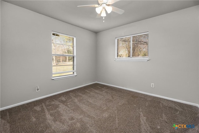 carpeted empty room with ceiling fan