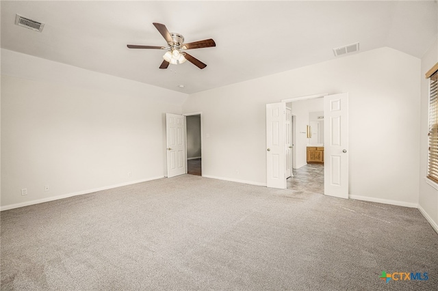 unfurnished bedroom with carpet floors and ceiling fan