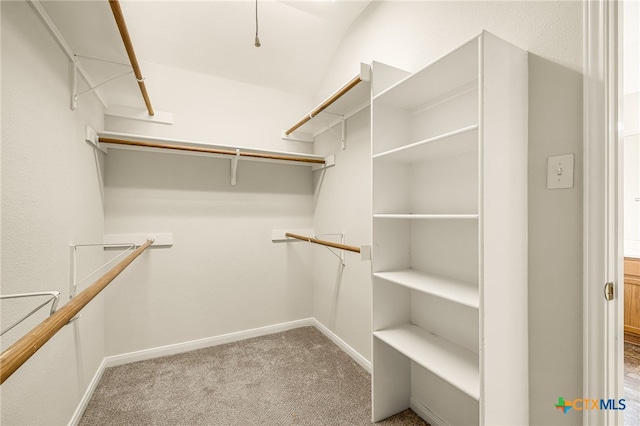 spacious closet featuring light carpet