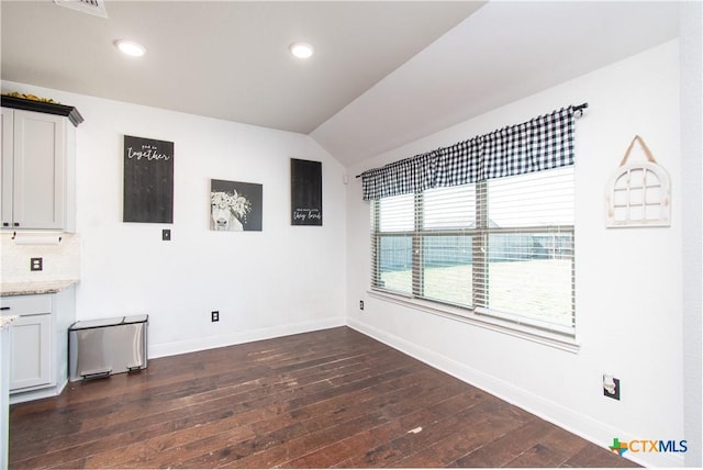 3814 Twilight Dr, Temple, TX 76502 - unfurnished room with lofted ceiling, dark wood finished floors, and recessed lighting