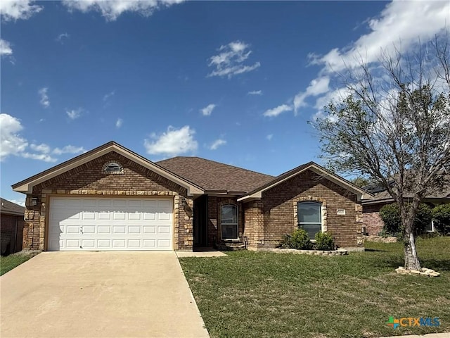 3508 Lucas St, Copperas Cove, TX 76522 - single story home featuring brick siding, a front yard, driveway, an attached garage, and roof with shingles