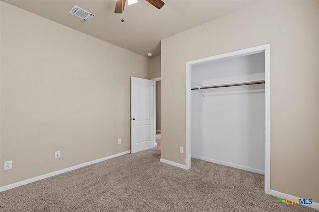 2226 Hayes St, Temple, TX 76502 - unfurnished bedroom featuring carpet, a closet, and a ceiling fan