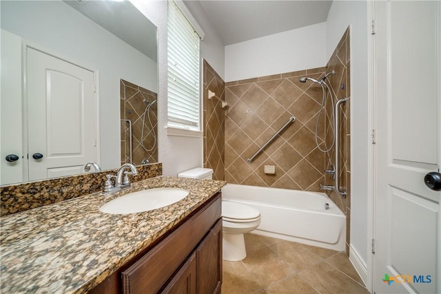 934 Wilderness Trl, New Braunfels, TX 78132 - full bathroom with toilet, vanity, shower / washtub combination, and tile patterned floors