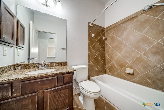 934 Wilderness Trl, New Braunfels, TX 78132 - bathroom with vanity, tub / shower combination, toilet, and tile patterned flooring