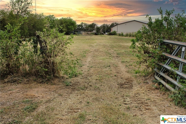 view of yard at dusk