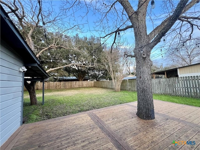 exterior space with a fenced backyard and a yard