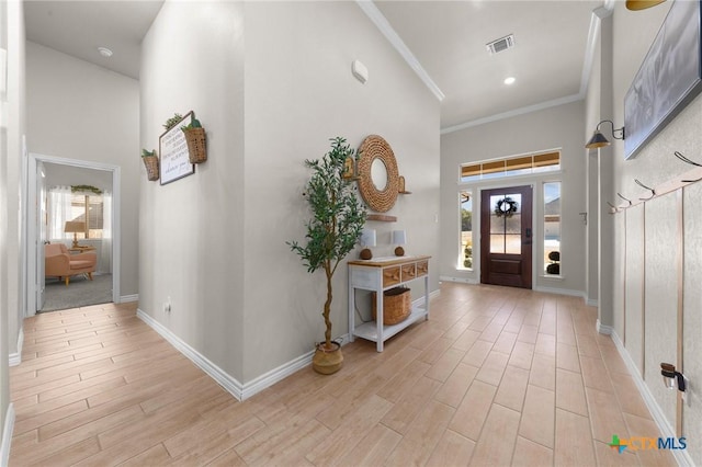 entrance foyer with ornamental molding