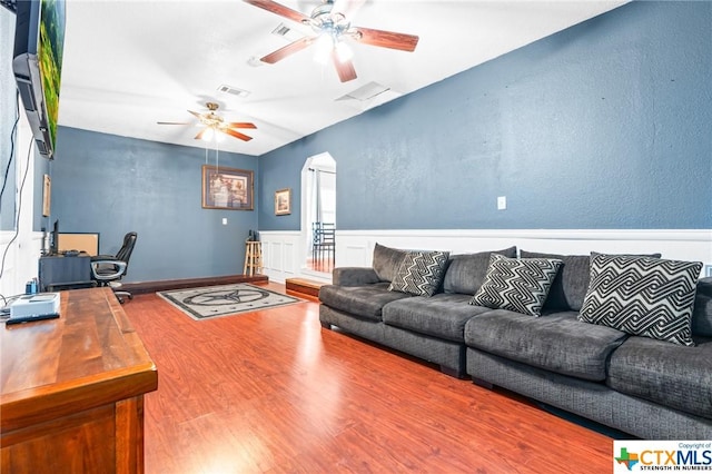 living room with wood-type flooring