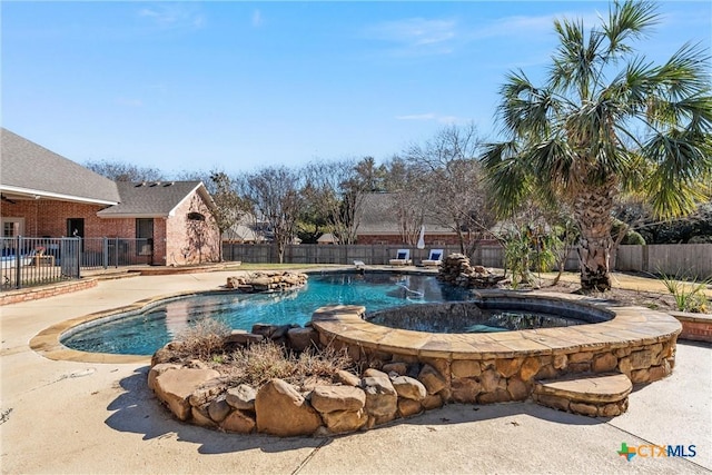 view of pool with fence and a fenced in pool