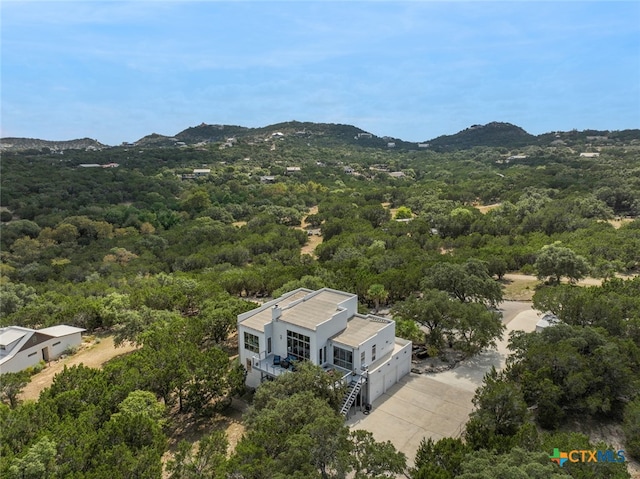 aerial view with a mountain view