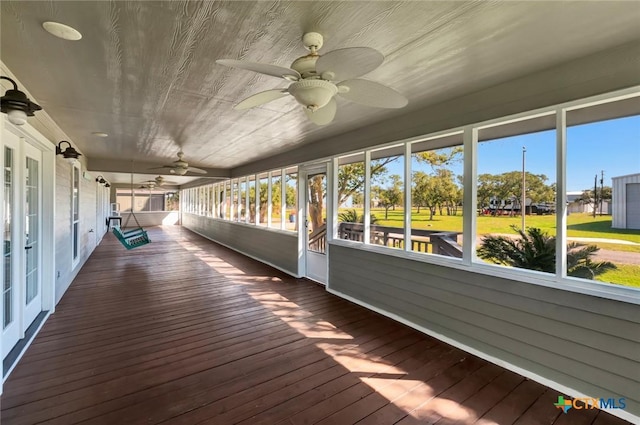 612 W Jackson Ave, Port Oconnor, TX 77982 - unfurnished sunroom with ceiling fan