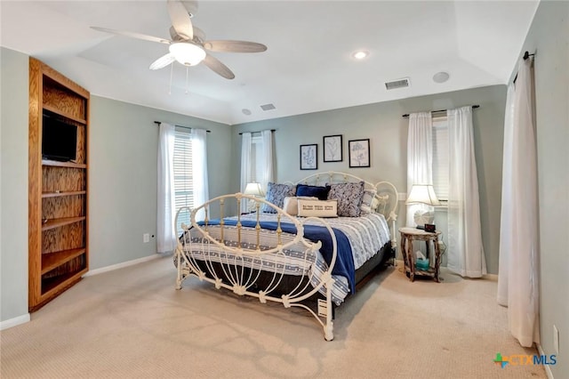 612 W Jackson Ave, Port Oconnor, TX 77982 - bedroom featuring carpet flooring, baseboards, and ceiling fan