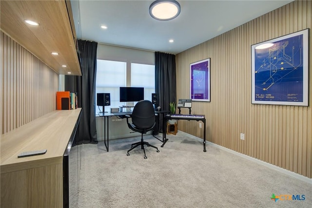 office space with carpet flooring