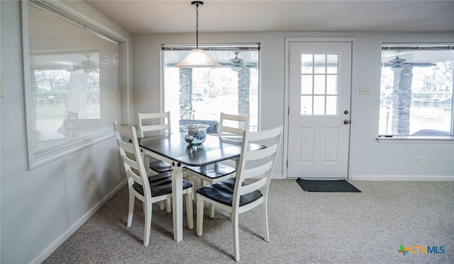 dining area featuring carpet floors