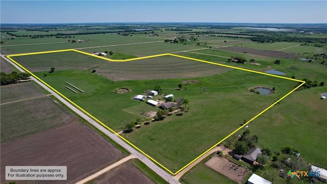 bird's eye view featuring a rural view