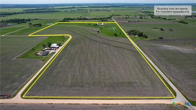 drone / aerial view with a rural view
