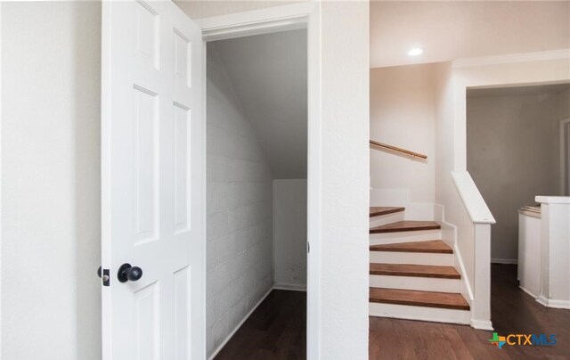 525 Teague Dr, Moody, TX 76557 - stairway featuring wood finished floors and baseboards