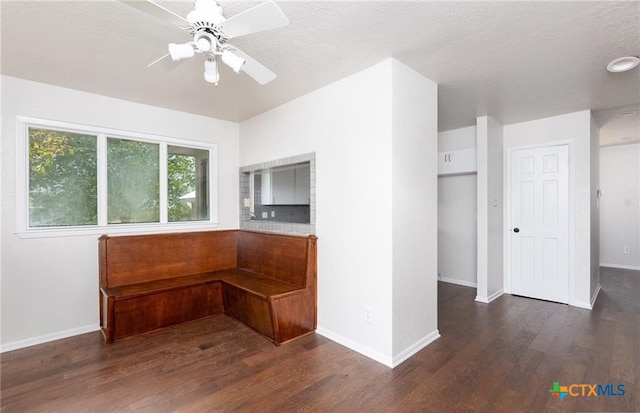 525 Teague Dr, Moody, TX 76557 - unfurnished dining area featuring wood finished floors, baseboards, and ceiling fan