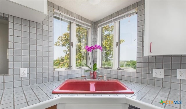 525 Teague Dr, Moody, TX 76557 - bathroom with backsplash, healthy amount of natural light, and a sink