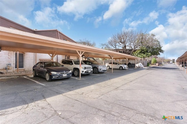 view of covered parking lot
