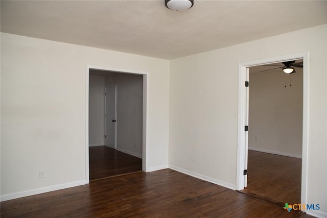 1004 Estes Dr, Killeen, TX 76541 - spare room featuring wood finished floors, ceiling fan, and baseboards