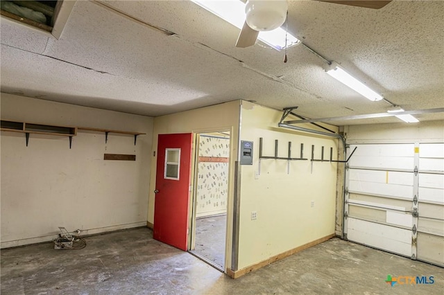 garage featuring ceiling fan