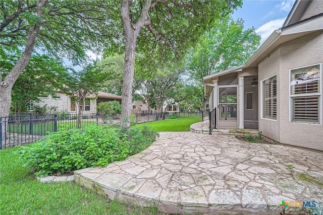 109 Ranch House Cv, Georgetown, TX 78633 - view of patio with a sunroom and ceiling fan