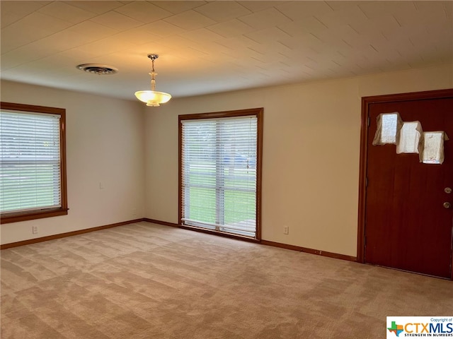 carpeted spare room featuring plenty of natural light