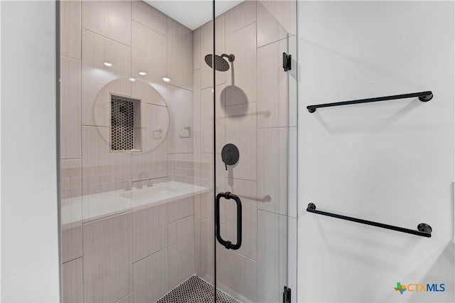 594 E S St, New Braunfels, TX 78130 - bathroom featuring a shower stall and a sink