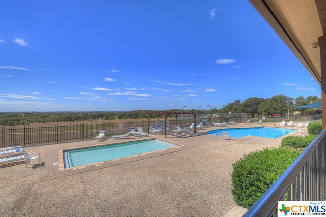 view of swimming pool with a patio area