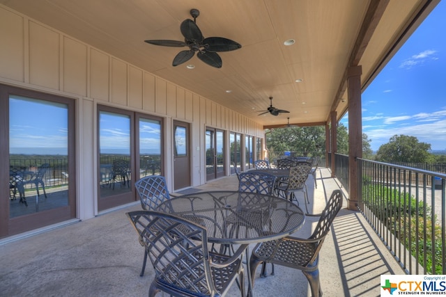 view of patio / terrace with ceiling fan