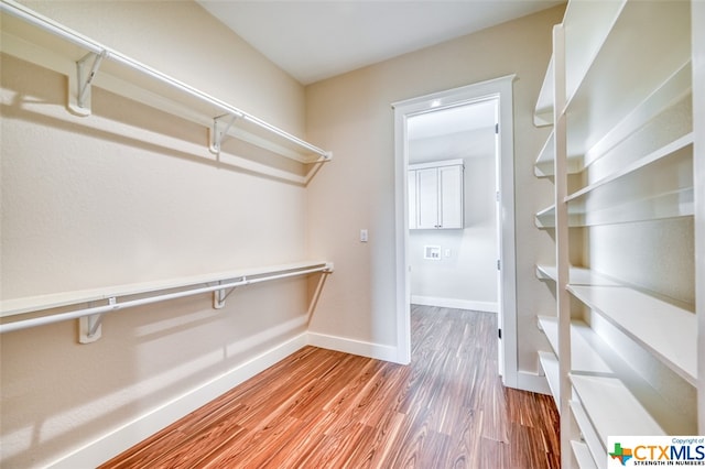 spacious closet featuring light wood-type flooring