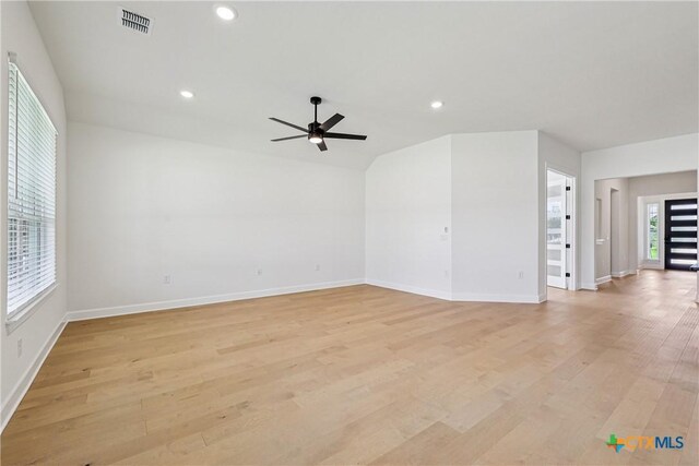 1516 Dancing Oak Ln, San Marcos, TX 78666 - spare room featuring light wood-style flooring, ceiling fan, baseboards, and recessed lighting