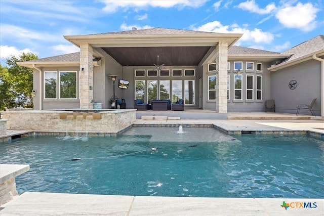292 Scenic Cyn, New Braunfels, TX 78132 - swimming pool with a ceiling fan and a patio