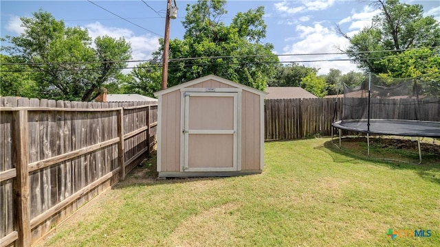 4108 Red River Cir, Temple, TX 76504 - view of shed with a trampoline and a fenced backyard