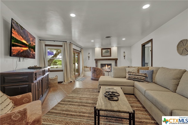 view of tiled living room