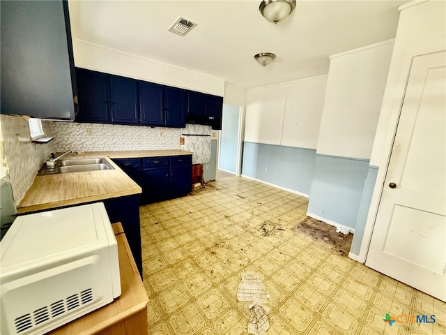 kitchen featuring sink and blue cabinets