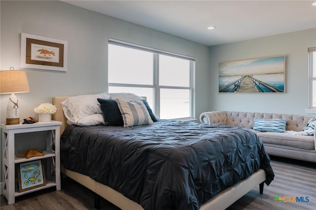 bedroom featuring dark hardwood / wood-style flooring