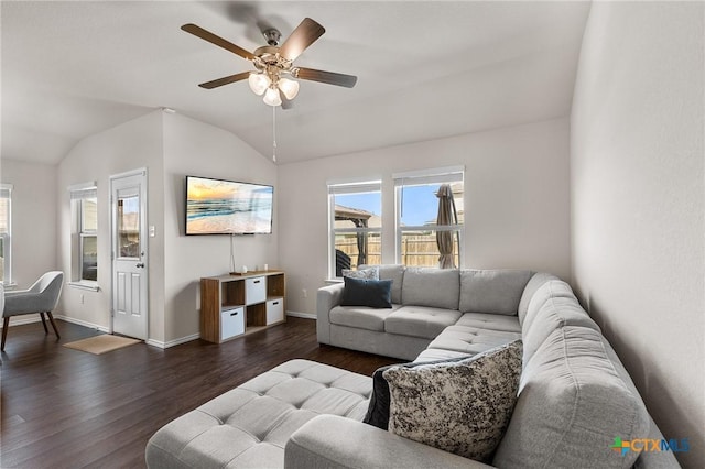2020 Mallard Ct, Copperas Cove, TX 76522 - living area with a ceiling fan, wood finished floors, and lofted ceiling