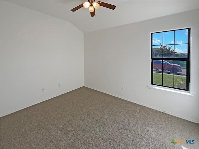 1116 Marlee Cir, Copperas Cove, TX 76522 - spare room featuring a ceiling fan, carpet flooring, and vaulted ceiling