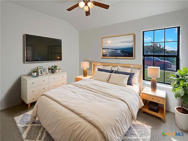 1116 Marlee Cir, Copperas Cove, TX 76522 - bedroom with lofted ceiling, carpet, and a ceiling fan