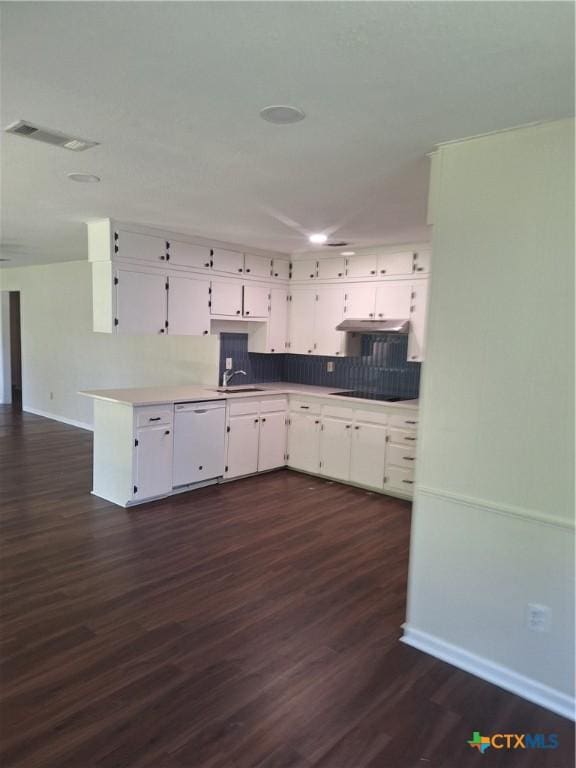 617 Allen St, Copperas Cove, TX 76522 - kitchen featuring dishwasher, black electric stovetop, a sink, white cabinets, and baseboards