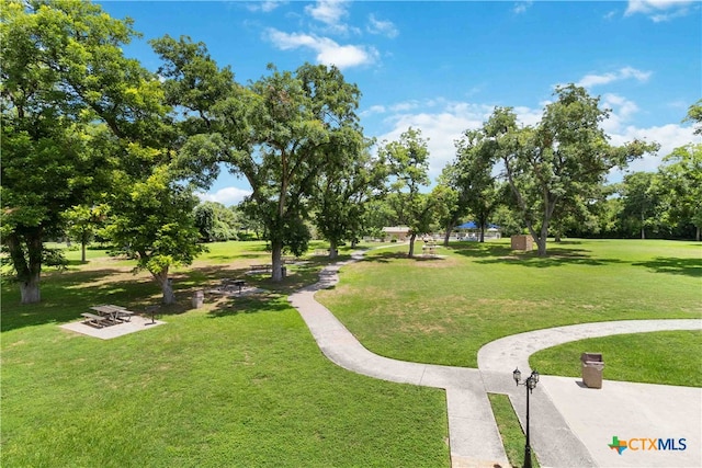 view of property's community featuring a yard