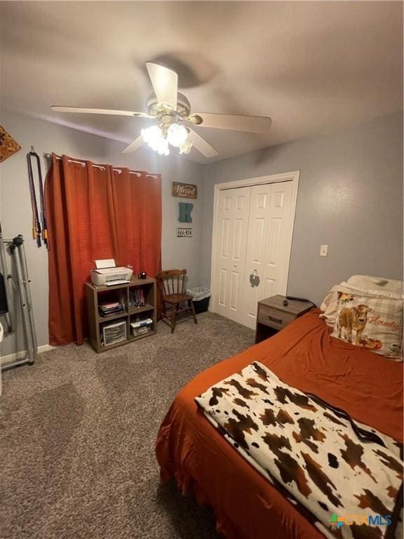110 Idylwood Pl, Victoria, TX 77901 - carpeted bedroom featuring a ceiling fan and a closet