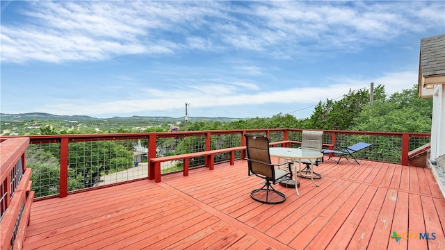 deck with a mountain view