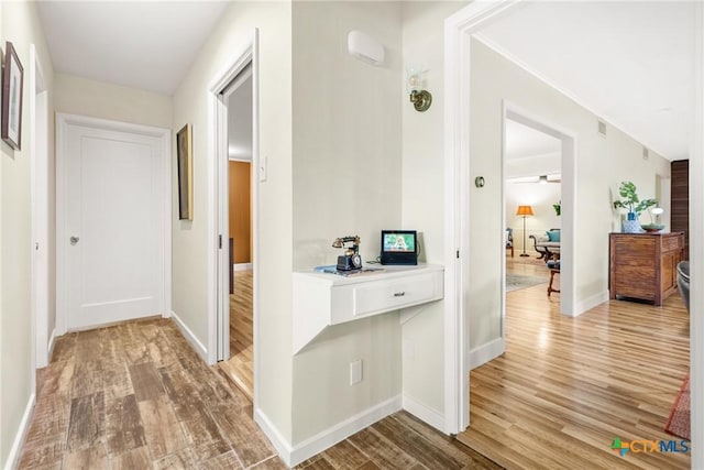 hall featuring light hardwood / wood-style flooring