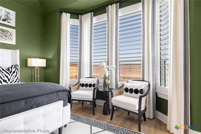 bedroom with hardwood / wood-style floors