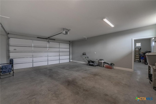 garage with a garage door opener