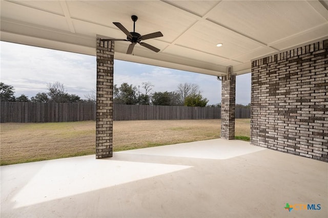 view of patio with ceiling fan